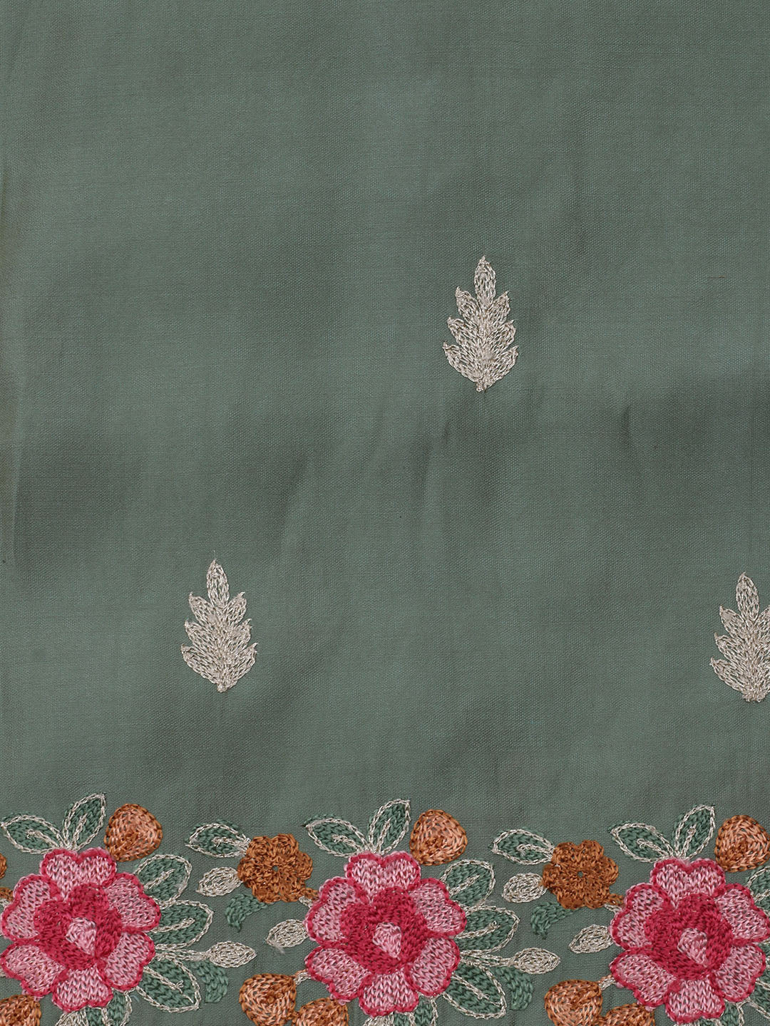 Neck Embroidered Chanderi Unstitched Suit With Dupatta