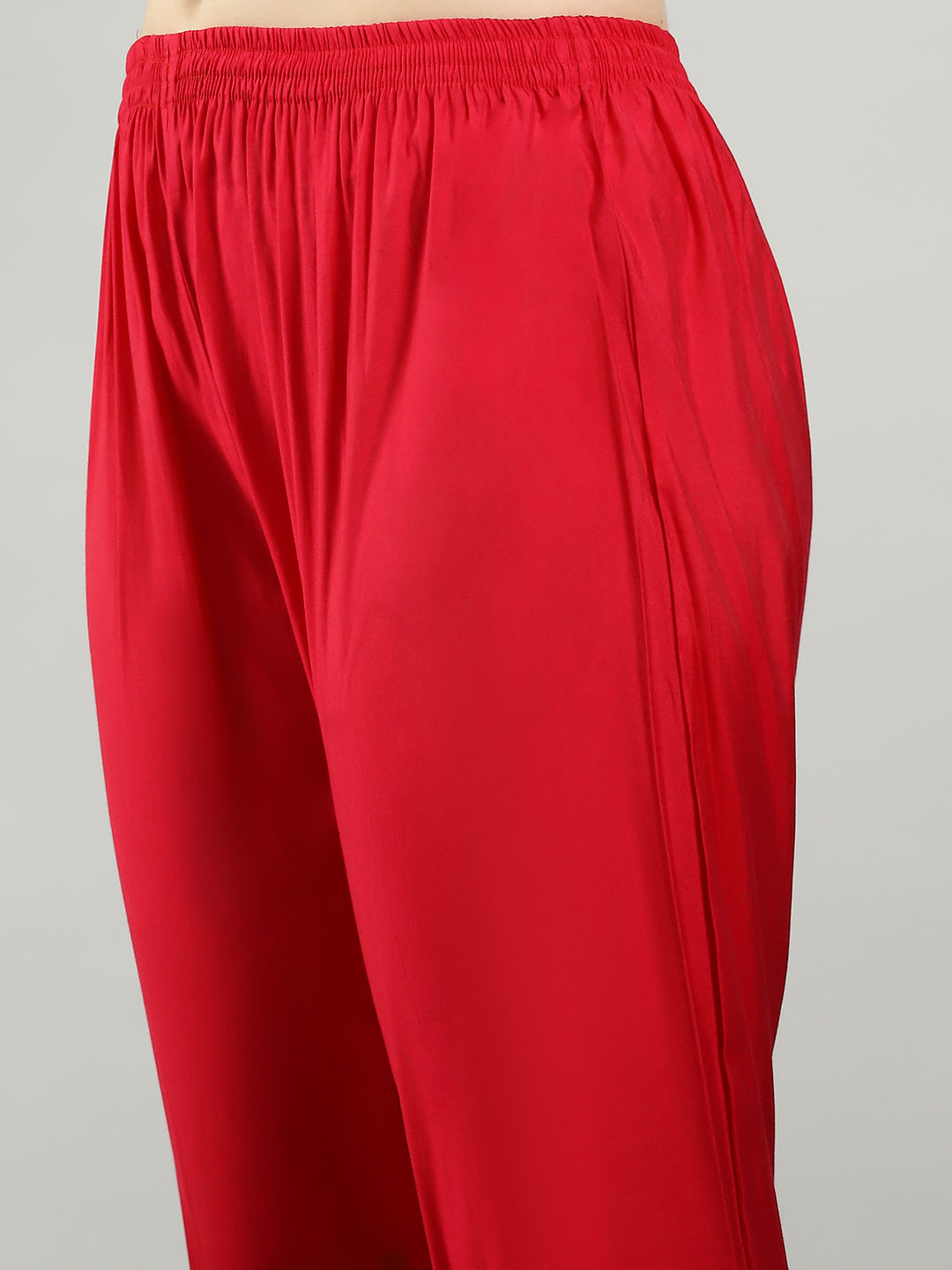 Embroidered Cotton Blend Kurta With Pants & Dupatta