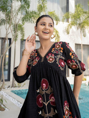 Resham Embroidered Cotton Blend Dress
