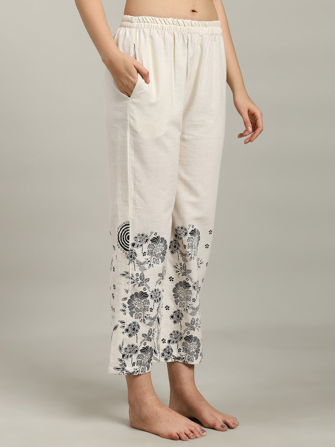 Printed Cotton Blend Kurta With Pants
