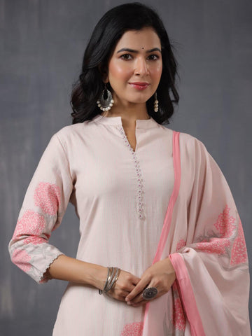 Printed Cotton Kurta With Pants & Dupatta