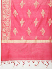 Woven Banarasi Chanderi Unstitched Suit With Dupatta