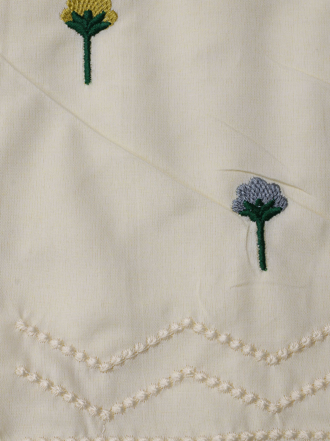 Neck Embroidered & Printed Cotton Blend Unstitched Suit With Dupatta