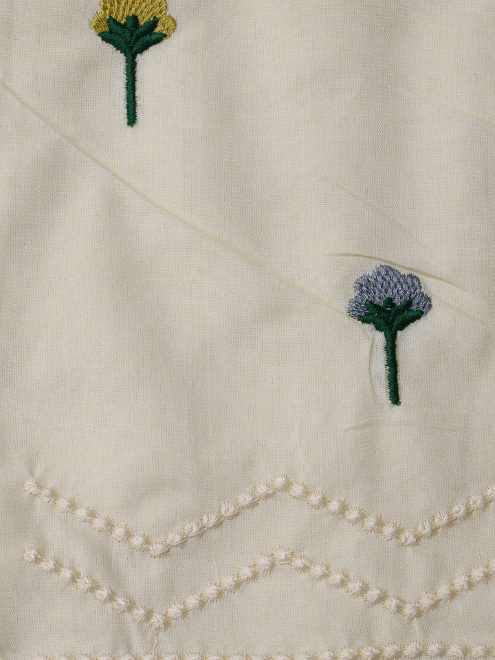 Neck Embroidered &amp; Printed Cotton Blend Unstitched Suit With Dupatta