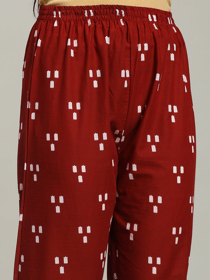 Printed Cotton Blend Kurta With Pants