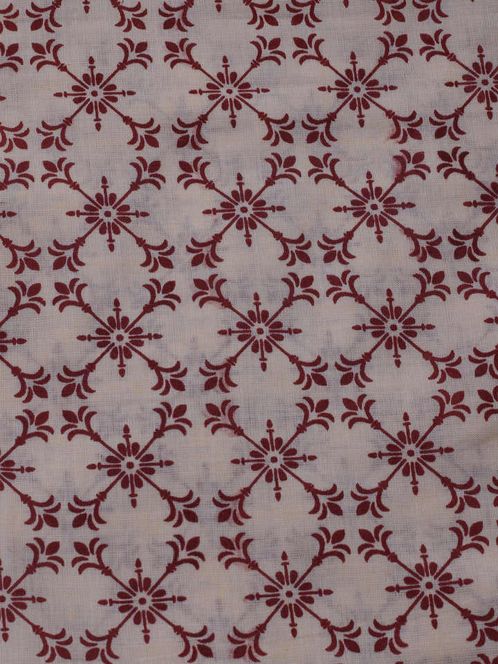 Printed Cotton Blend Unstitched Suit With Dupatta