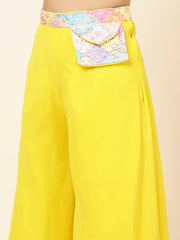 Neck Embroidered Georgette Crop Top With Palazzo & Dupatta