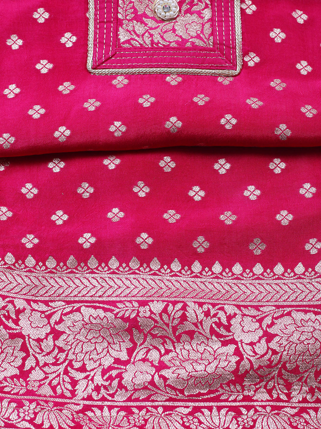 Woven Design Chanderi Unstitched Suit With Pant &amp; Dupatta