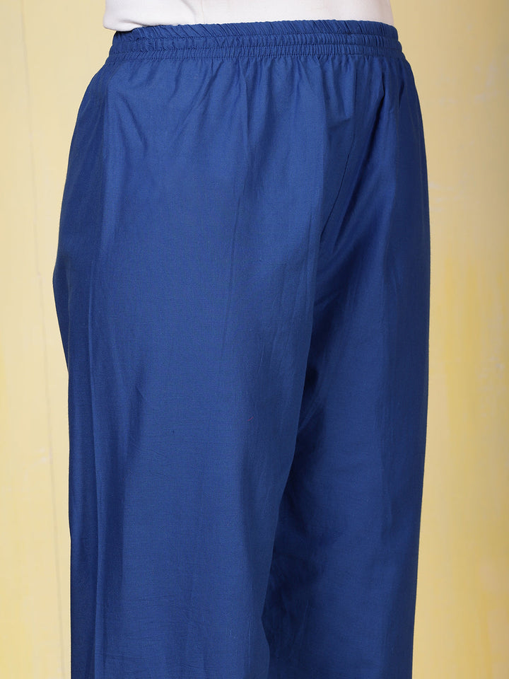 Printed Cotton Blend Kurta With Pants &amp; Dupatta
