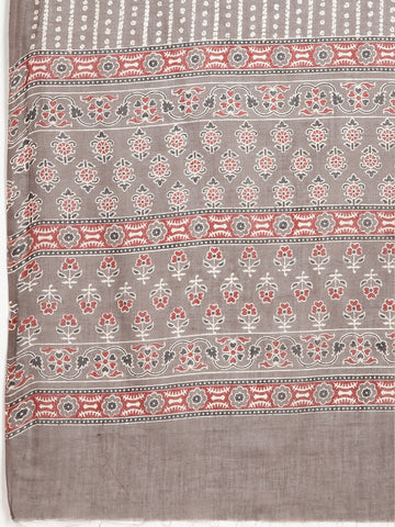 Printed Cotton Blend Unstitched Suit With Dupatta