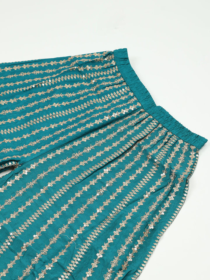 Embroidered Chinon Unstitched Suit With Pant &amp; Dupatta