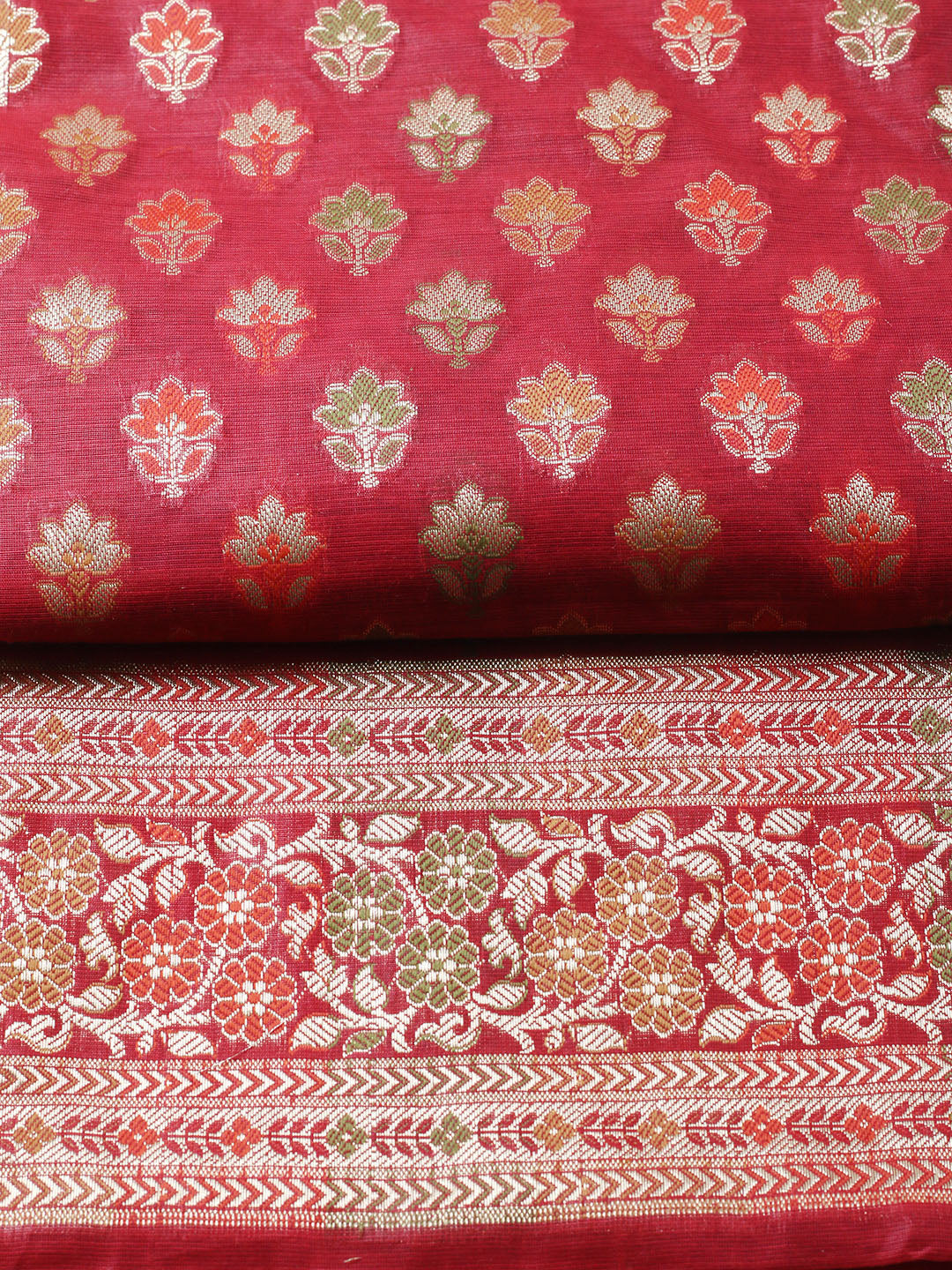 Banarasi Chanderi Unstitched Suit With Pant &amp; Dupatta