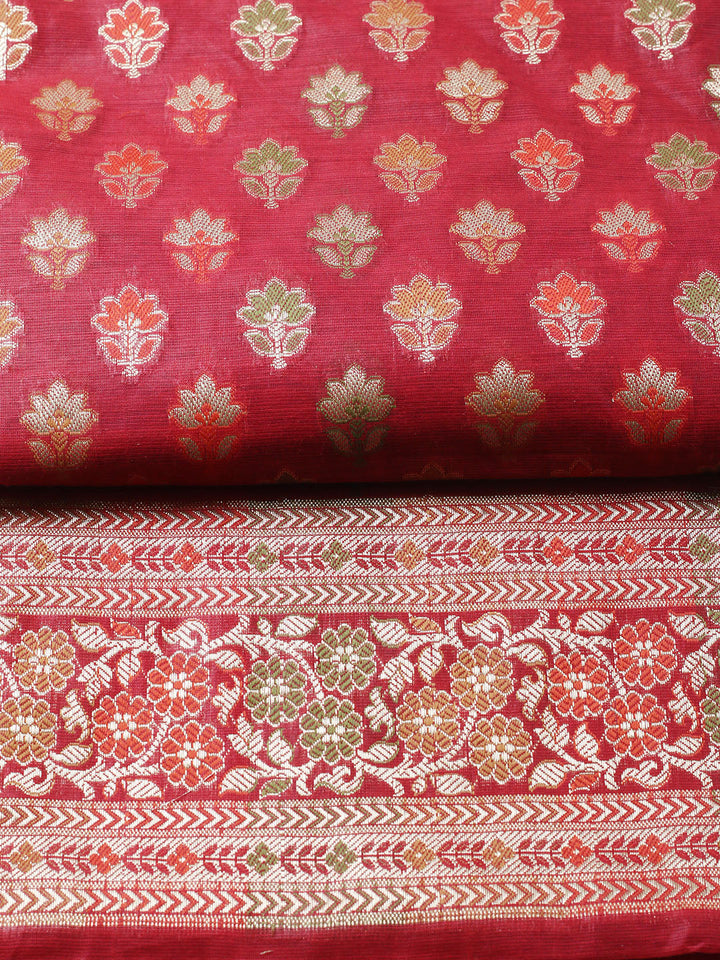 Banarasi Chanderi Unstitched Suit With Pant &amp; Dupatta