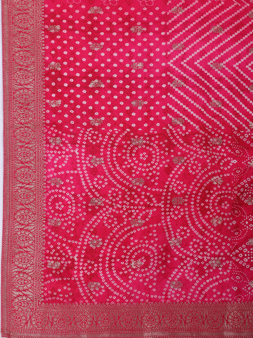 Bandhani Printed Art Silk Kurta With Pants & Dupatta