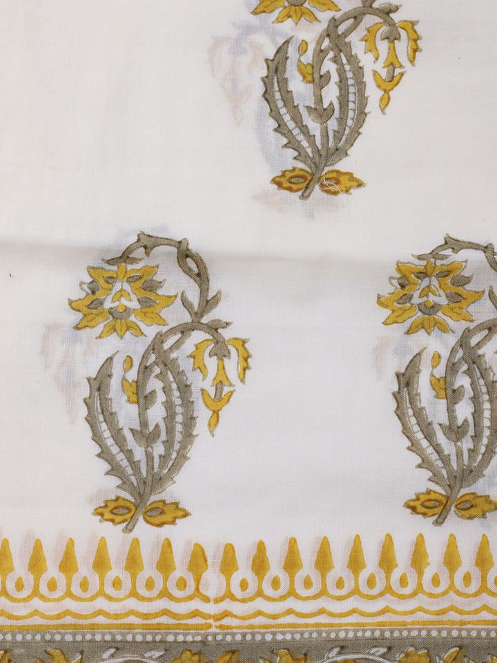 Printed Cotton Blend Unstitched Suit With Pant &amp; Dupatta