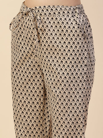 Printed Cotton Kurta With Pants & Dupatta