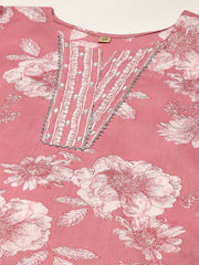 Printed Cotton Blend Kurta With Pants & Dupatta