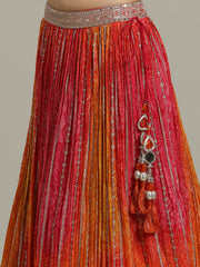 Bandhani Crepe Choli With Lehenga & Dupatta