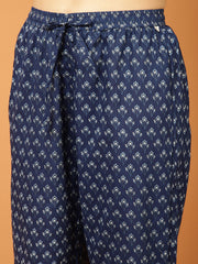 Floral Printed Cotton Kurta With Pants & Dupatta