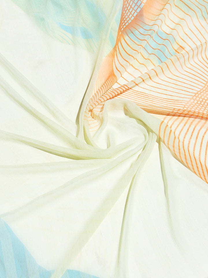 Floral Printed Crepe Saree