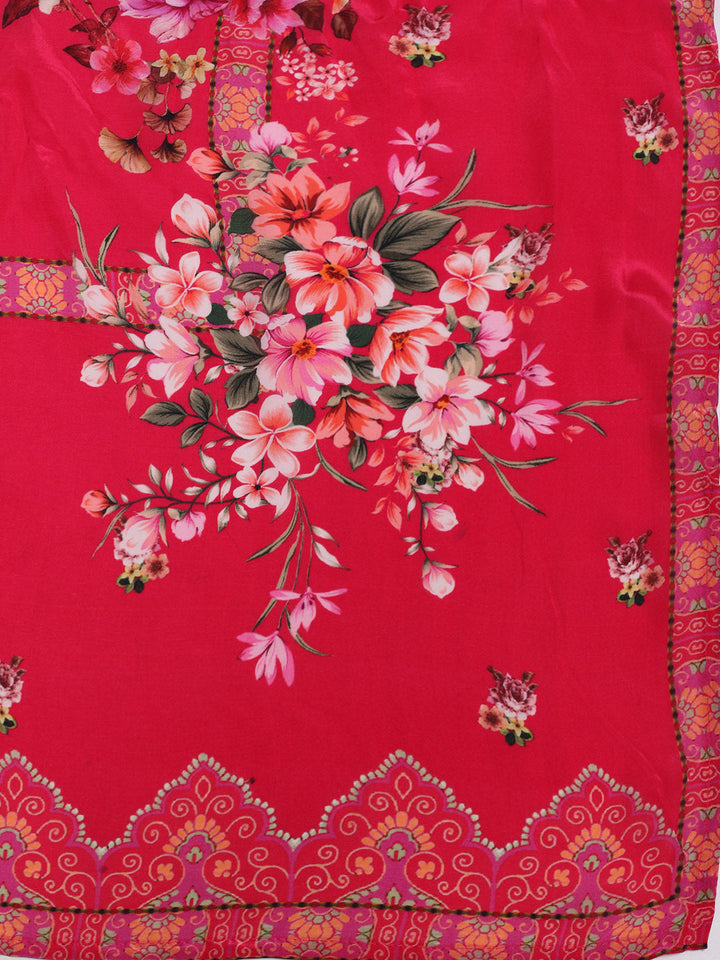 Printed With Embroidered Crepe Kurta With Pant &amp; Dupatta