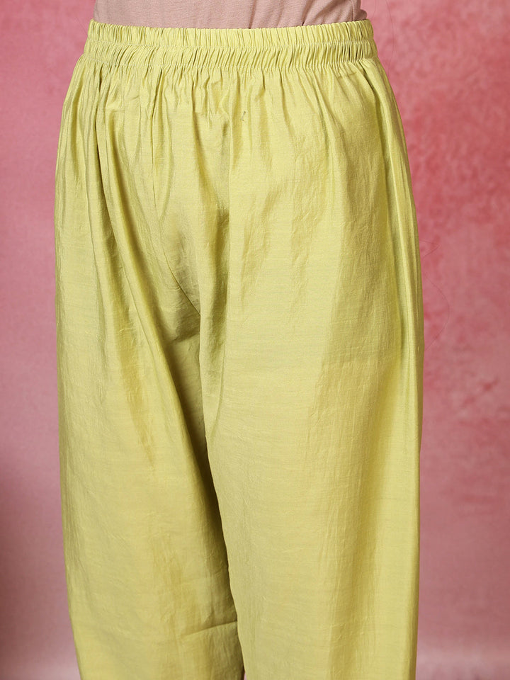 Mirror Work Cotton Blend Kurta With Pant And Dupatta