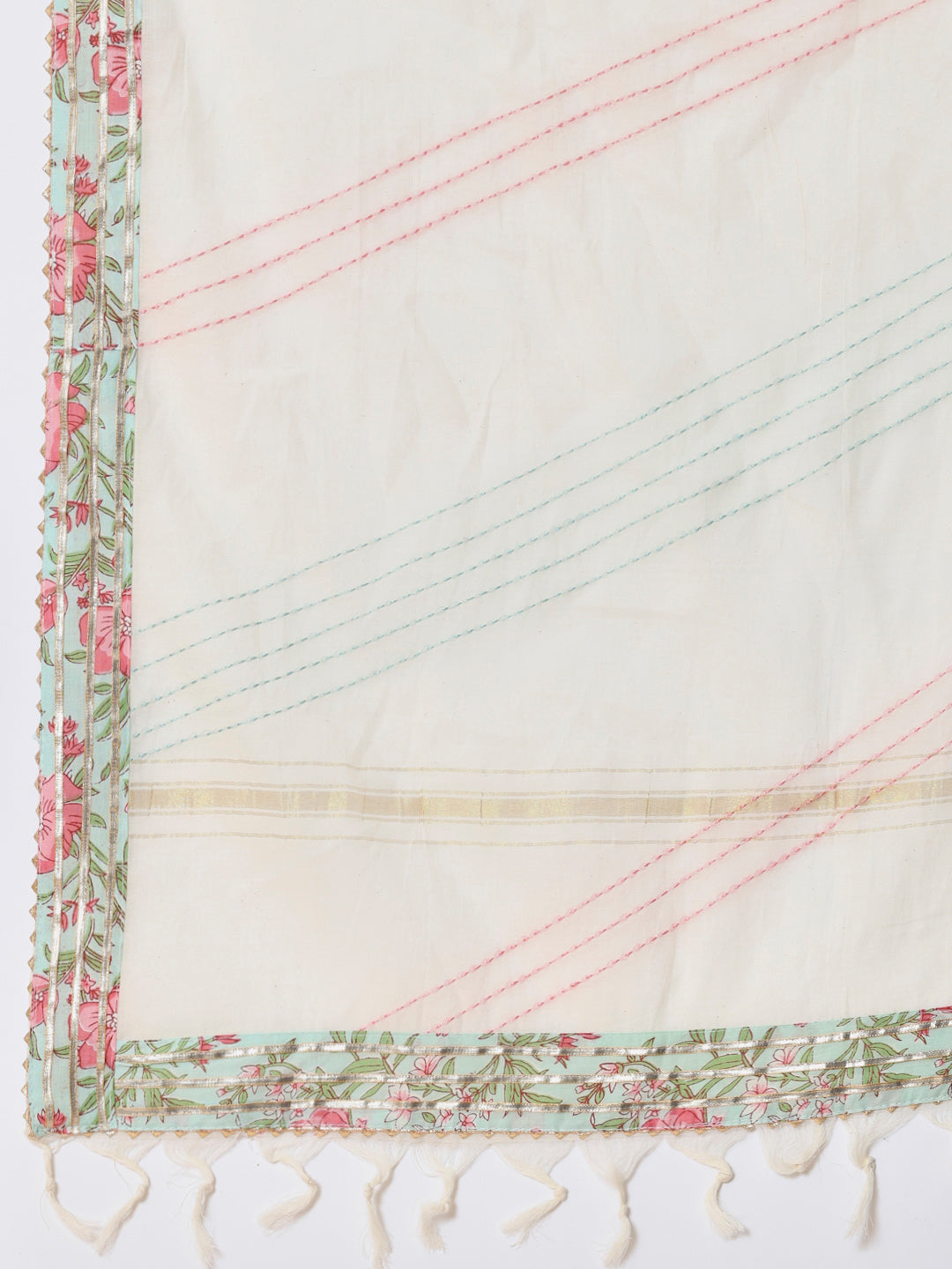 Neck Patti Cotton Blend Unstitched Suit Piece With Dupatta