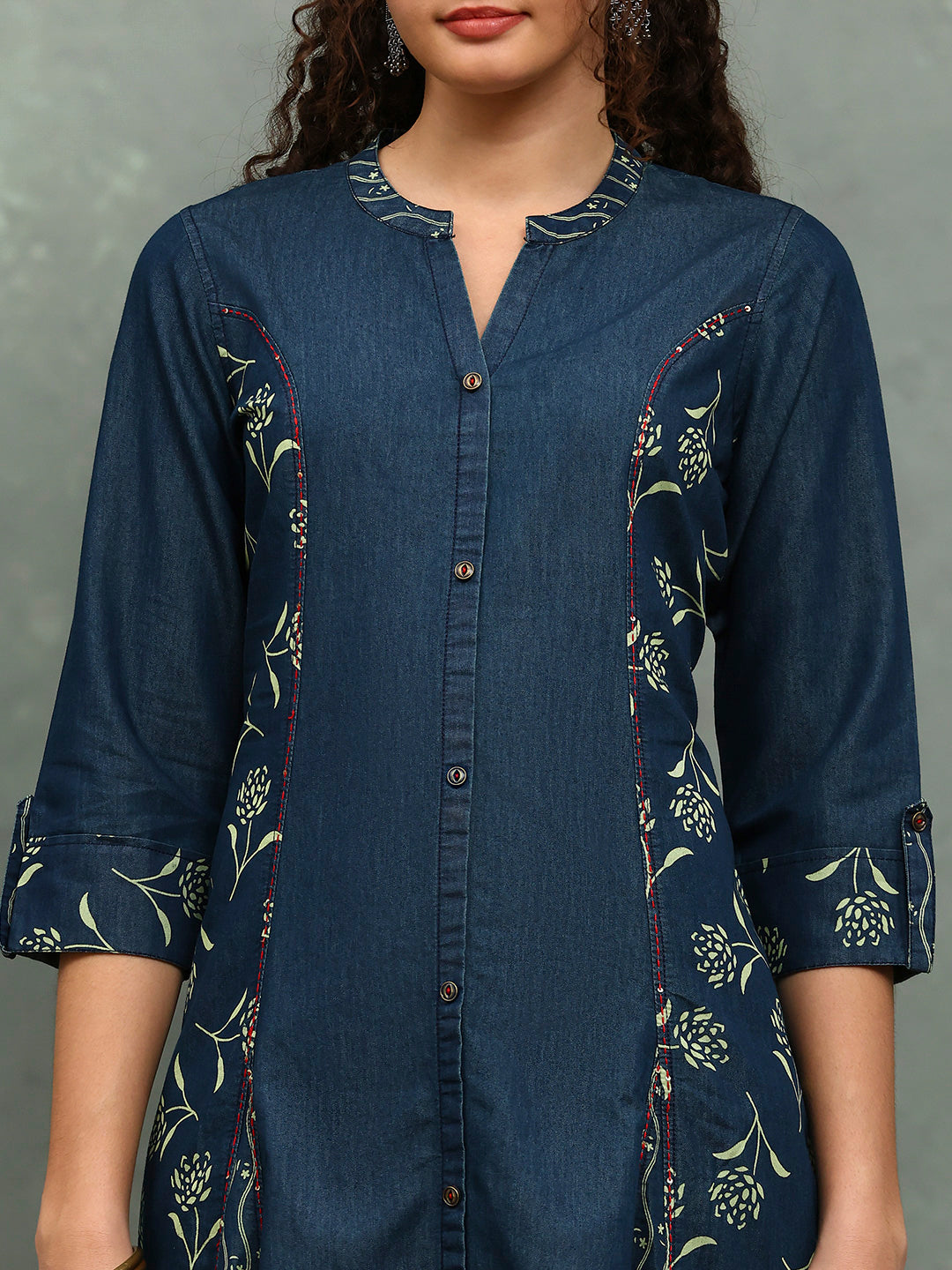 Printed Denim Kurta