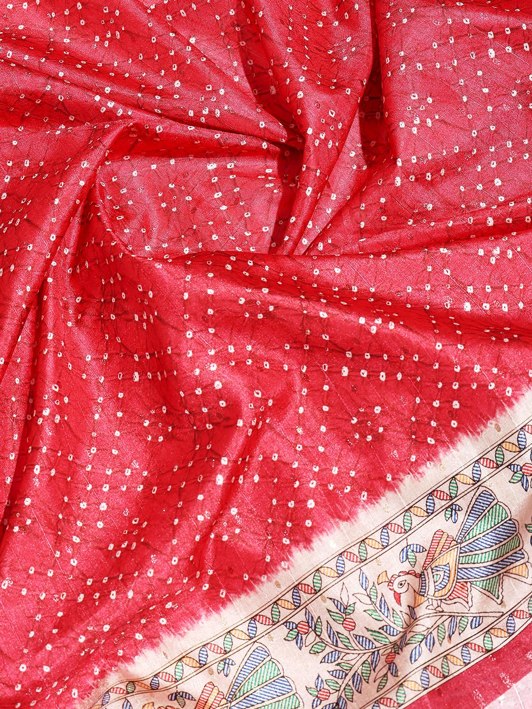 Printed Tussar Silk Saree