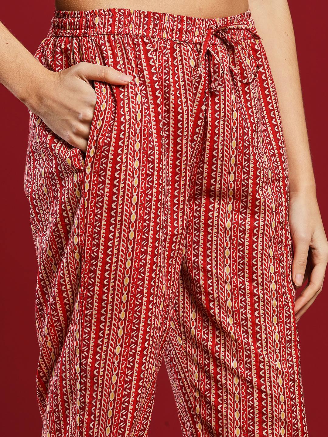 Printed Cotton Kurta With Pant &amp; Dupatta