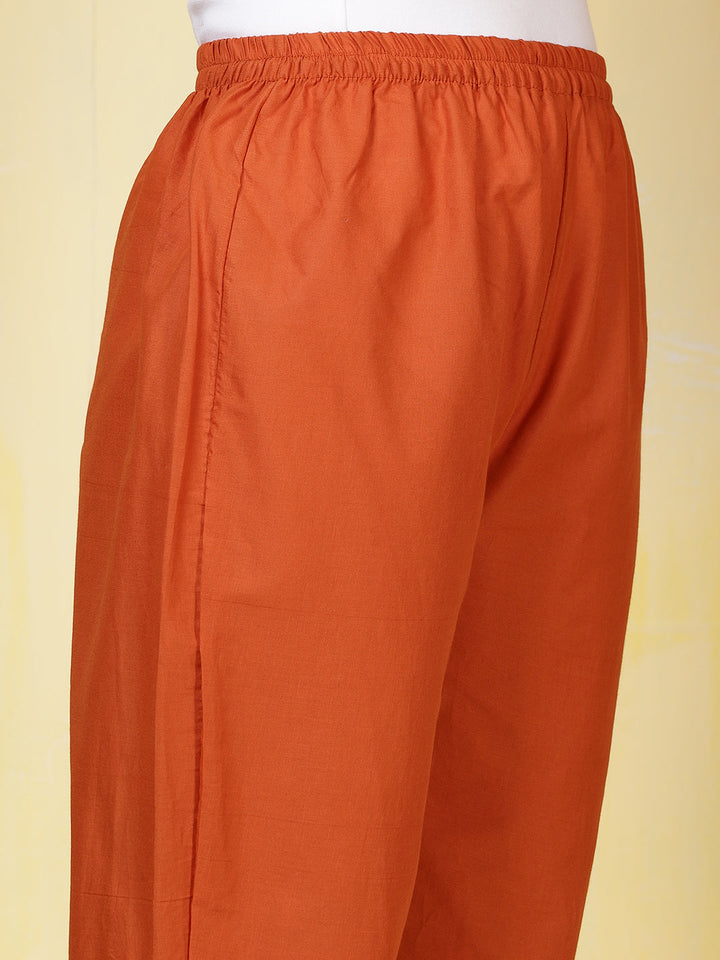 Printed Cotton Blend Kurta With Pants
