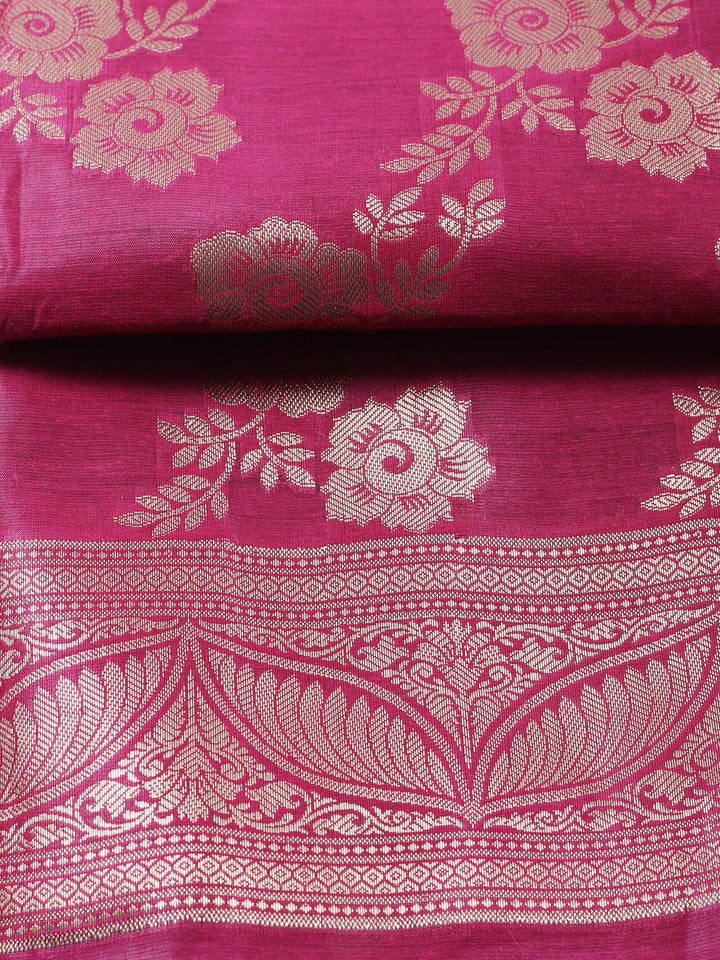 Banarasi Chanderi Unstitched Suit With Pant &amp; Dupatta