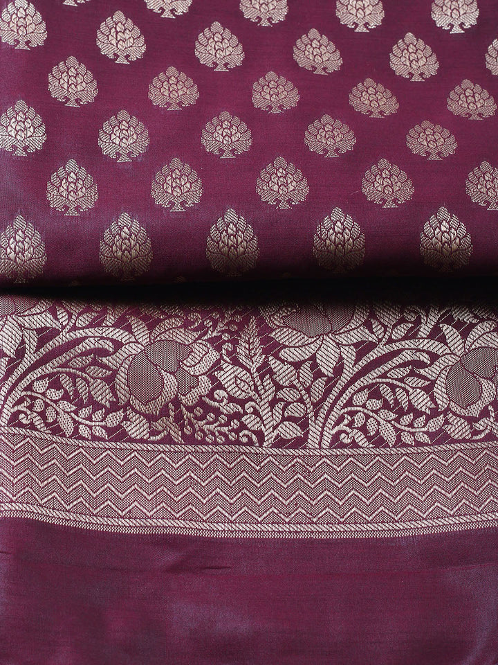 Banarasi Chanderi Unstitched Suit With Pant &amp; Dupatta