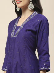 Neck Patti Chanderi Kurta With Pants