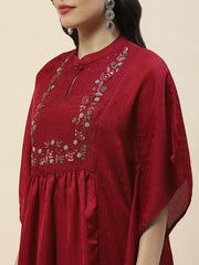 Yoke Embroidery Cotton Kaftan Kurta