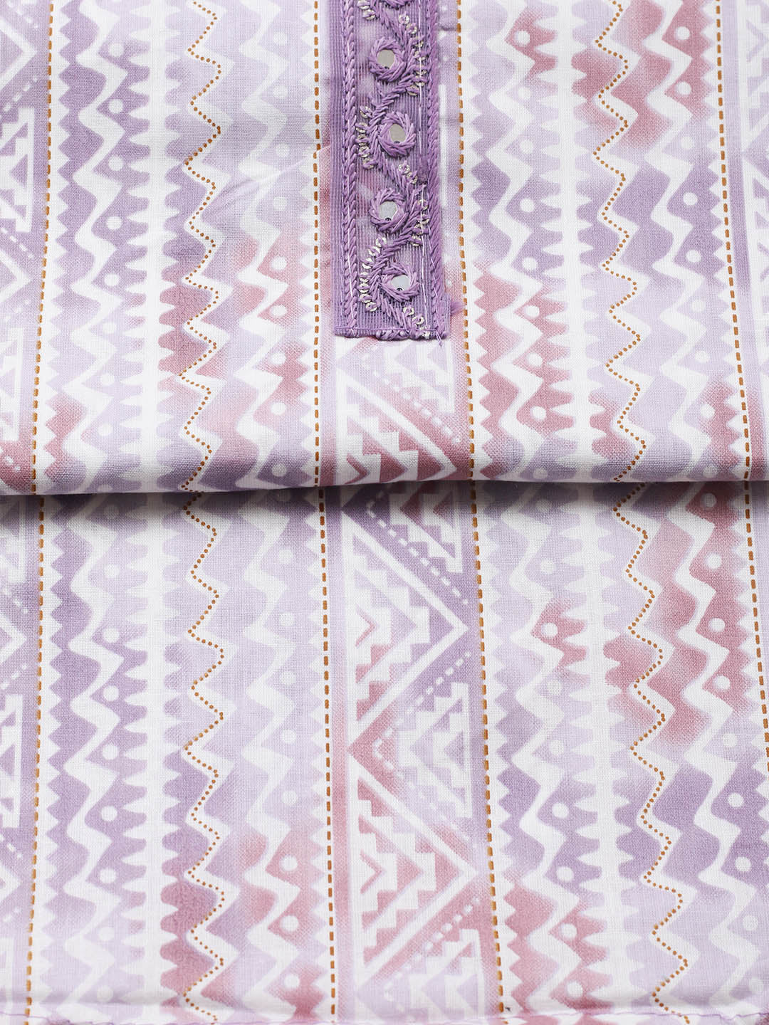 Printed Cotton Blend Unstitched Suit With Pant &amp; Dupatta
