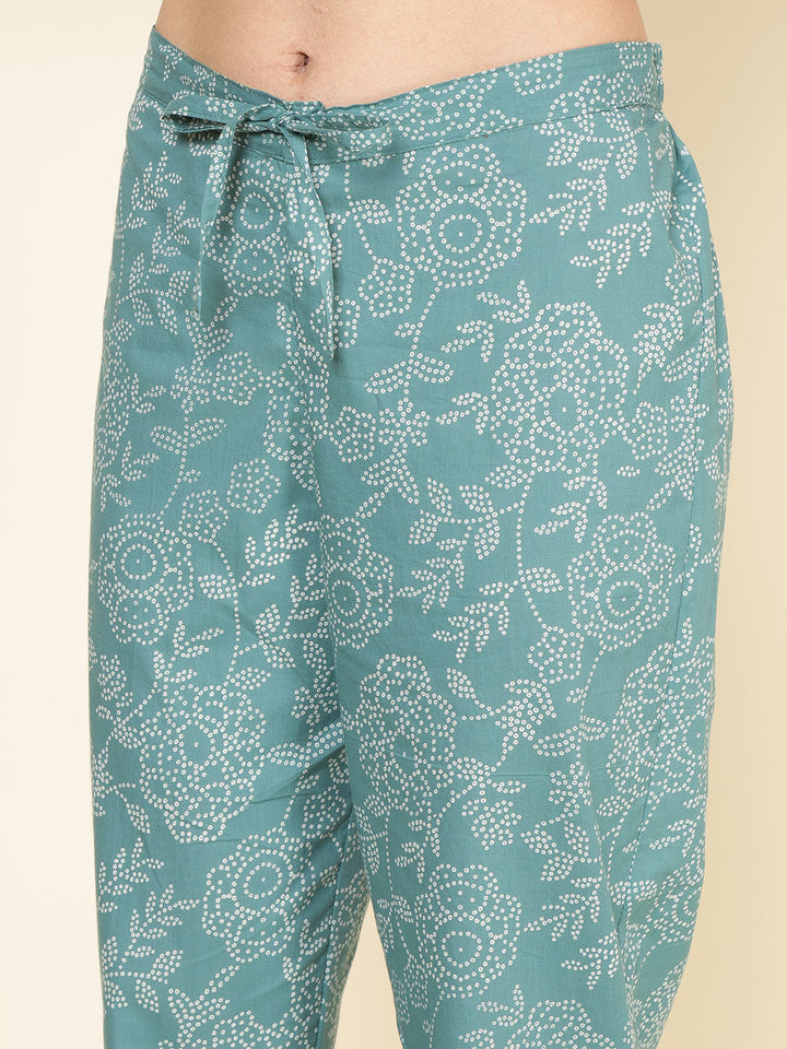 Embroidered Cotton Blend Kurta With Pants &amp; Dupatta