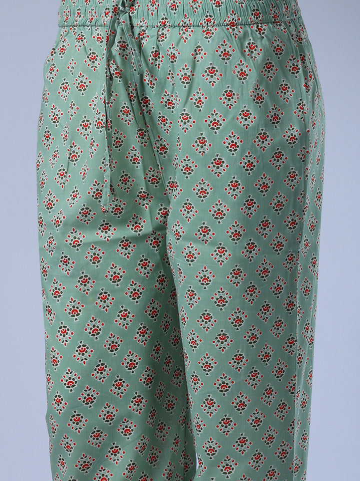 Printed Cotton Blend Kurta With Pant &amp; Dupatta