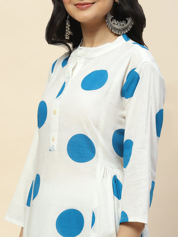 Printed Booti Cotton Kurta With Pants & Dupatta