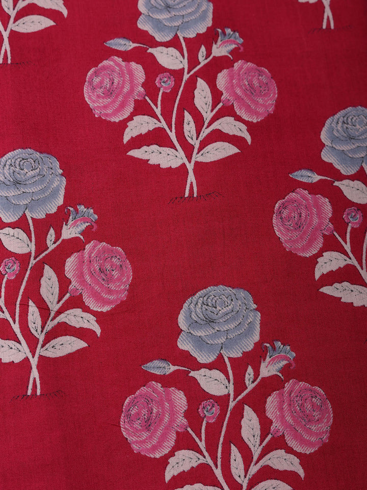 Embroidered Cotton Blend Unstitched Suit With Pant Dupatta