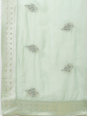 Neck Embroidered Crepe Unstitched Suit Piece With Dupatta