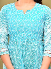 Embroidered Cotton Blend Kurta With Pant & Dupatta