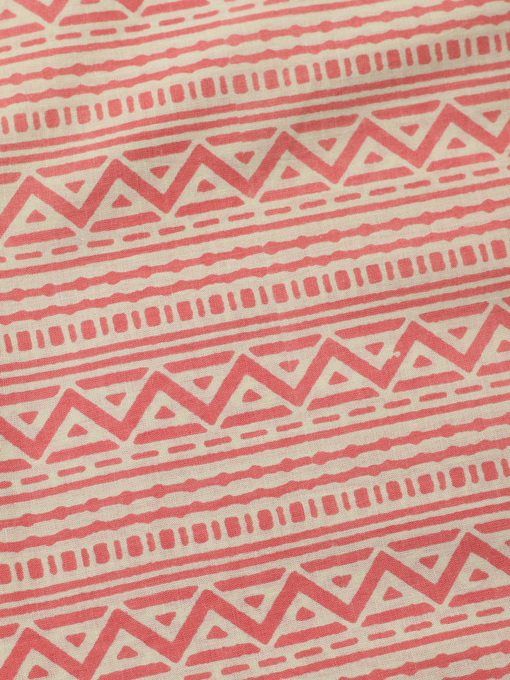 Printed Cotton Blend Unstitched Suit With Pant &amp; Dupatta