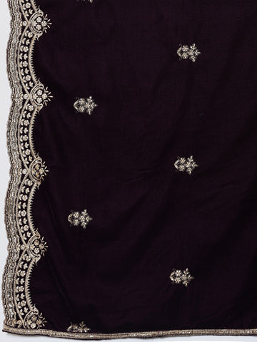 Embroidered Velvet Unstitched Suit Piece With Dupatta