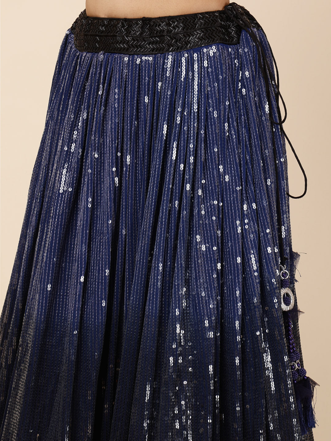 Sequin Embroidered Georgette Choli With Lehenga &amp; Dupatta