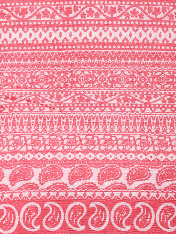 Printed Cotton Blend Unstitched Suit With Dupatta