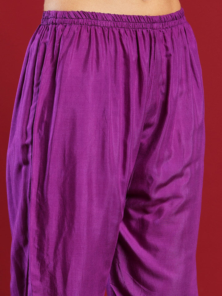 Embroidered Cotton Kurta With Pant &amp; Dupatta