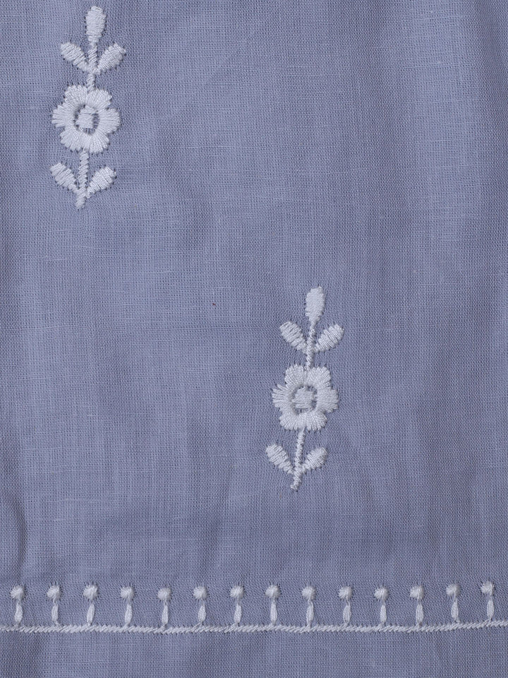 Neck Embroidered Cotton Blend Unstitched Suit With Dupatta