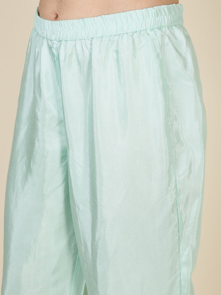 Printed Muslin Blend Kurta With Pants &amp; Dupatta