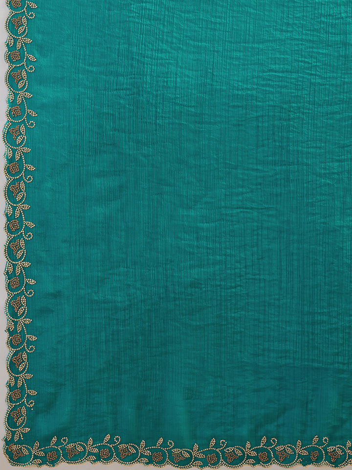 Embroidered Satin Saree